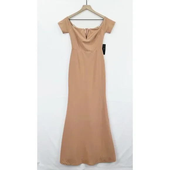 Lulu's Peach Off-Shoulder Maxi Dress - Picture 2 of 15